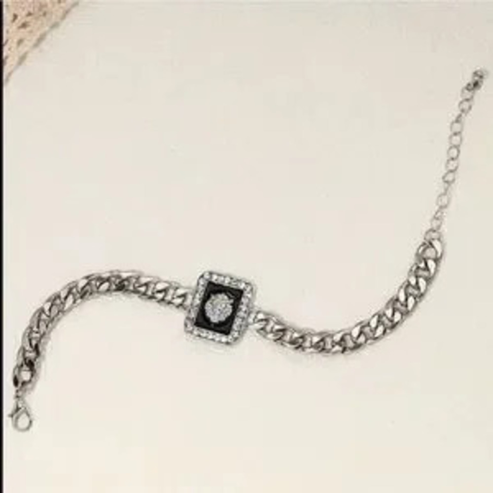 Black and Silver Diamond Lion Bracelet
